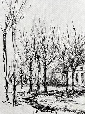 Image of VINTAGE DUTCH DRAWING: LANDSCAPE #11