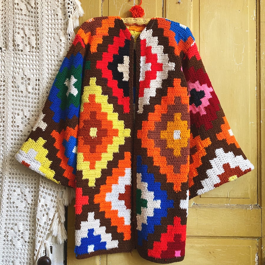 Image of Retro Geometric Funky Granny Sweater