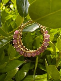 Image 1 of  ROSARA — Pink Tourmaline Swing Hoop Earrings