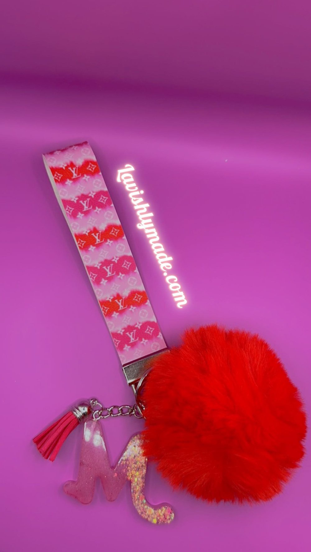 Image of Pink/Red Lv Keychain
