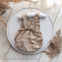 Image 2 of Christian romper size 9-12 months - beige plaid