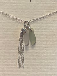 Image 1 of Dual tone Sea Glass pieces with Sterling Silver Tassel