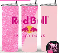 Glitter pink red bull 20oz tumbler