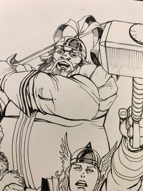 Image of CAPTAIN AMERICA x VOLSTAGG #1 pg14 UNUSED original art