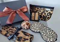 Image 2 of Leopard Print Lover Gift Box Gift Set. Chic Fashionista Birthday Gift Box. Leopard Scarf Eyemask