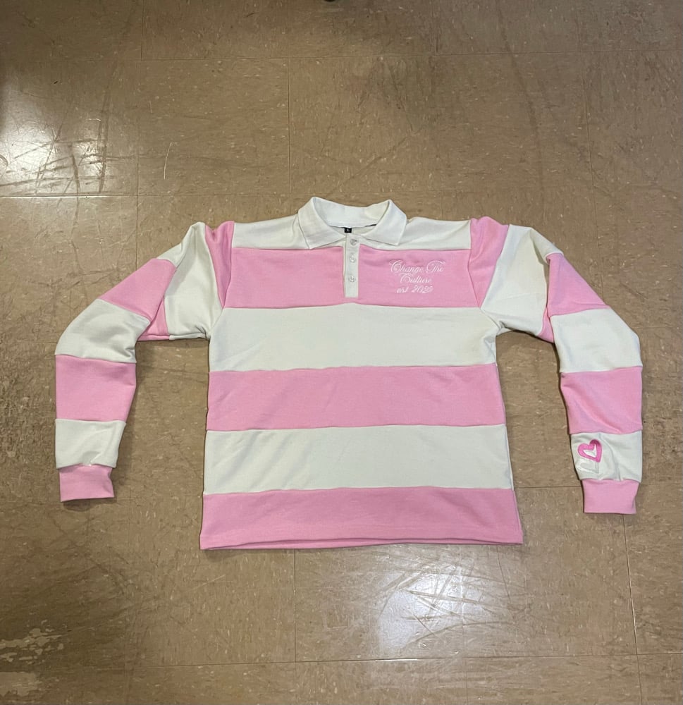 Image of Pink and Cream Rugby Polo Shirt