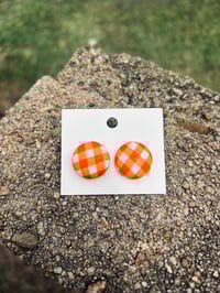 Image 2 of 19mm Gingham Button Earrings