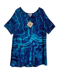 Image 2 of ♻️ UPCYCLED XL Jersey Knit Top in Purple Haze and Teal Geode Ice Dye