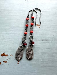 Image 14 of Italian coral and ruby follow your heart earrings