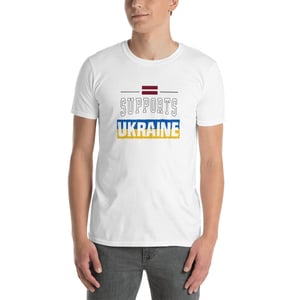 Image of Latvia supports Ukraine Unisex T-Shirt