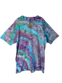 Image 2 of XL Adult Combed Cotton Tee in Water Lilies Agate Ice Dye