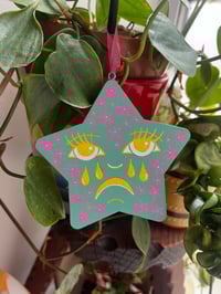 Teal Crying Star Wall Hanging 