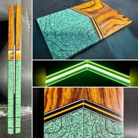 Image 1 of Desert Ironwood & TOPO Grip-Tec GLOW Segmented Knife Scales