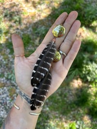 Image 2 of stamped brass feather earrings 