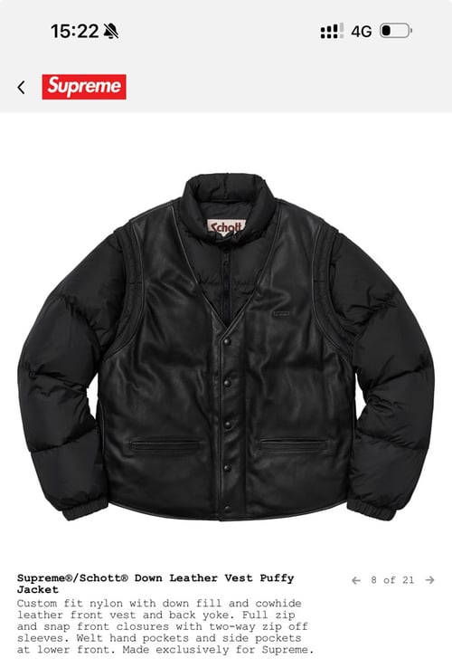 Image of 1980s Schott Down Jacket, Size Large