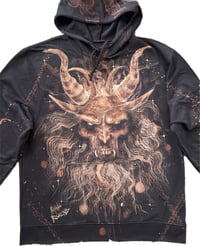 Image 2 of “KRAMPUS” CUSTOM BLEACH PAINTED PULLOVER SWEATER XL
