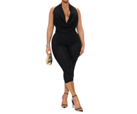 Image 1 of Lace Cowl Neck Jumpsuit 