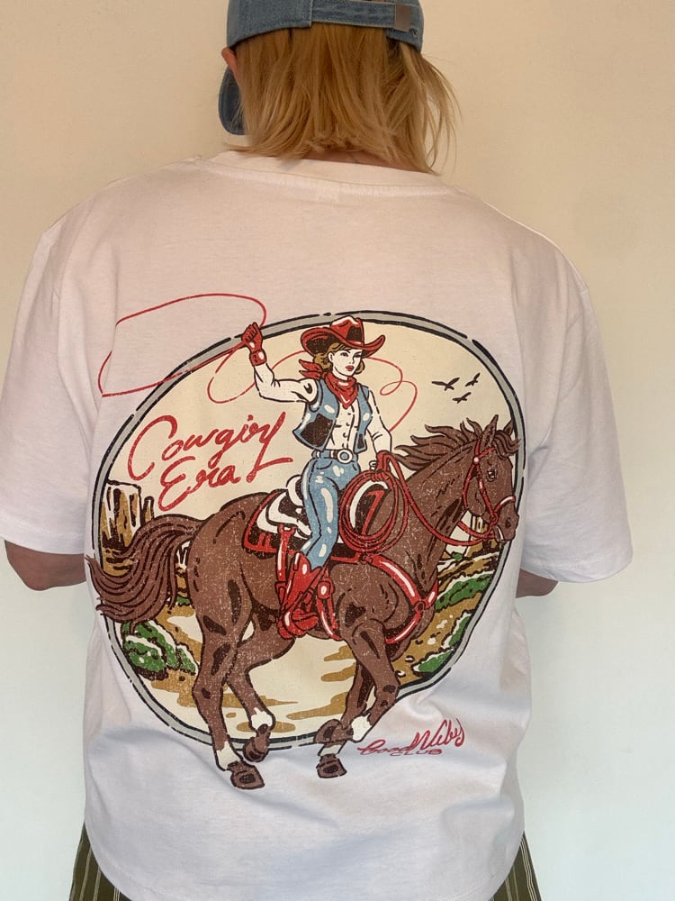Image of Cowgirl era/good vibes club boxy tee 