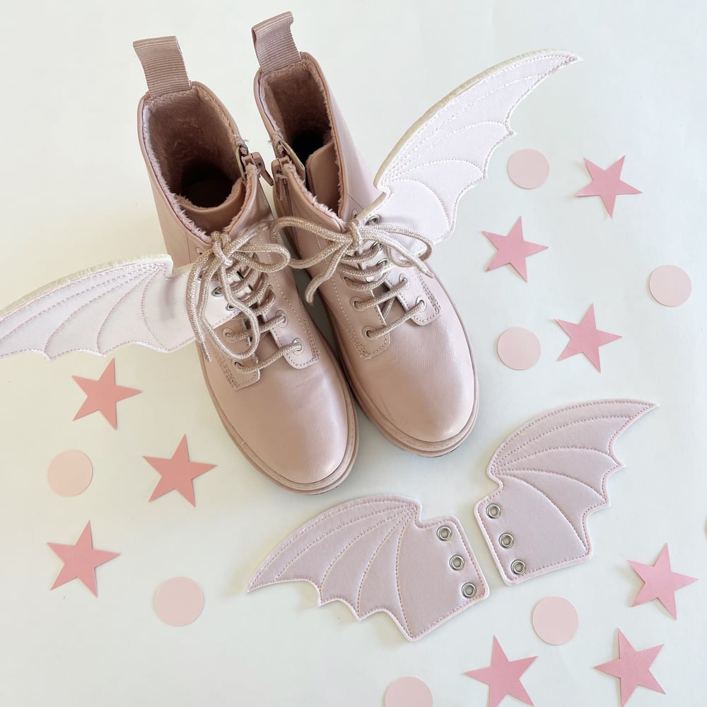 Image of Pink Iridescent Bat Wing Shoe Accessories 