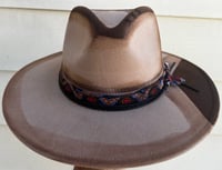 Image 1 of Hand Painted Brown Fedora Multi Colored Band