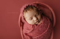 Image 1 of Antique Rose Picot Brim Fuzzy Bonnet 