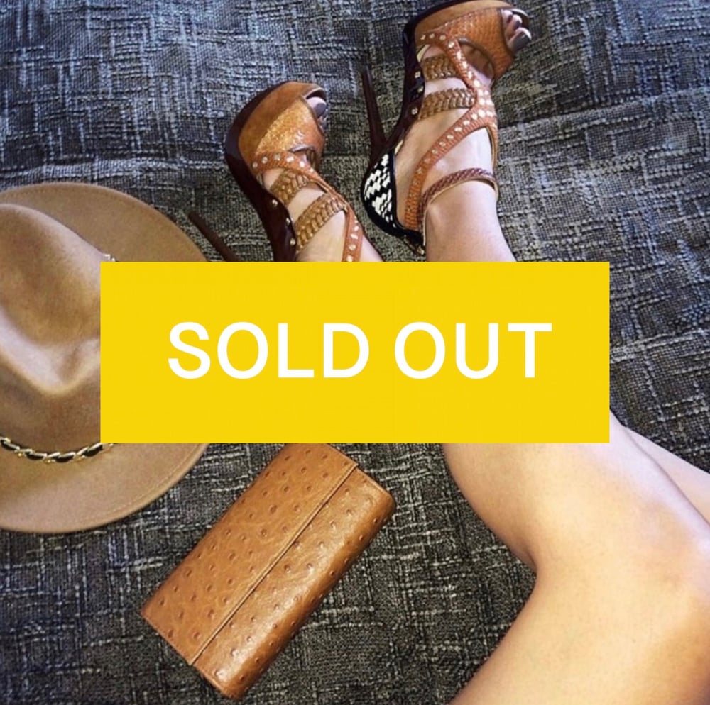 Image of JIMMY CHOO 'VIVIENNE MIXED-MEDIA' PLATFORM SANDALS | TAN (SIZE 40)