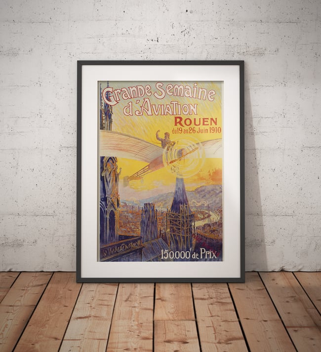 Grande Semaine d'Aviation Rouen | Charles Rambert | 1910 | Wall Art Print | Vintage Travel Poster