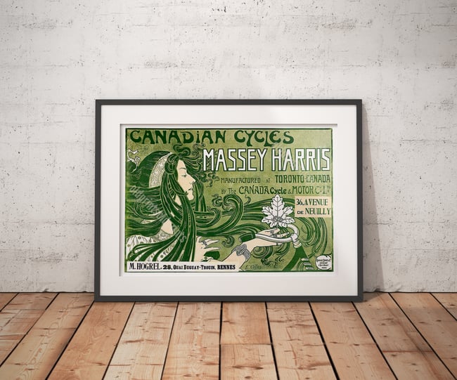 Canadian Cycles Massey Harris | E. Celos | 1889 | Wall Art Print | Vintage Poster
