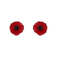 Image 1 of Red Poppy Stud Earrings