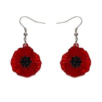 Image 1 of Red Poppy Drop Earrings