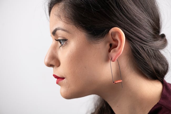 EARRINGS silver - jasper   #034-41 