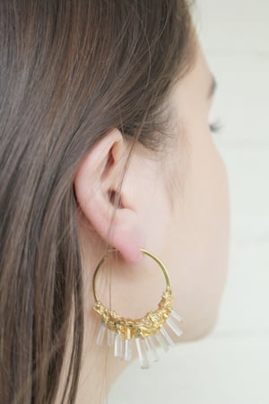 Image of Aquamarine + Yellow Gold Vermeil Hoops 