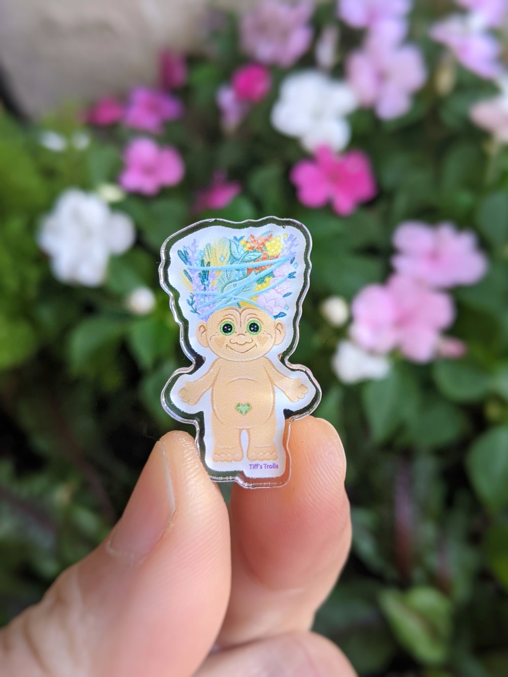 Tiff's Trolls Flower Troll Acrylic Pin with Steel Pin back