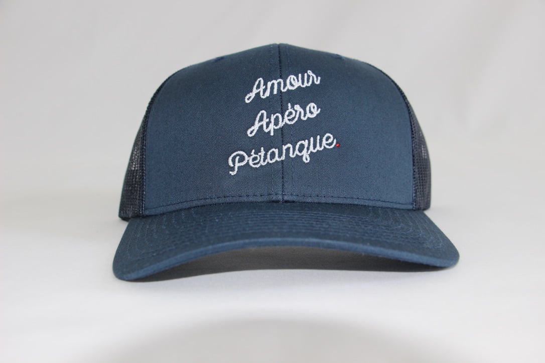 Image of Casquette Bleu Amour Apéro Pétanque.