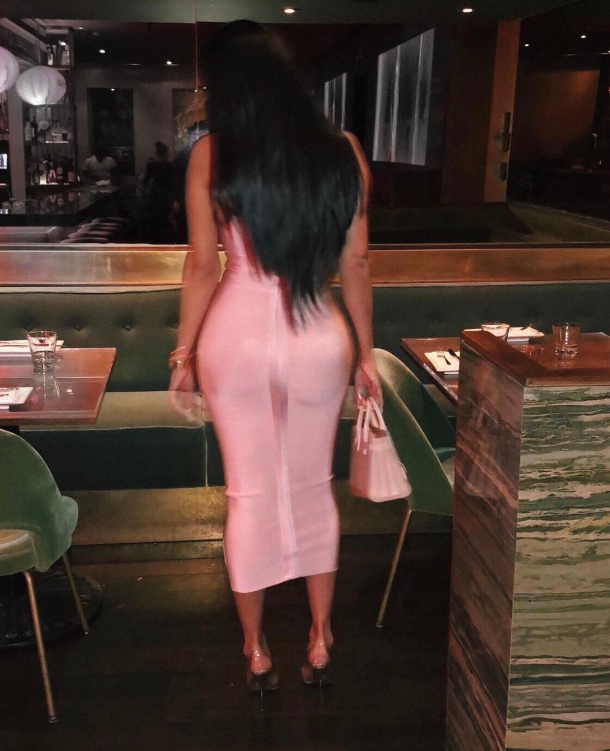 Image of HOUSE OF CB PINK BANDAGE MIDI DRESS (MEDIUM)