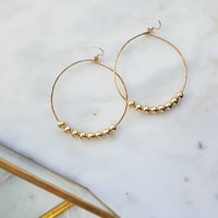 Image 1 of 14k hammered beaded hoops