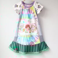 Image 1 of floral tiedye tie dye strawberry shortcake 6/7 green stripe short sleeve courtneycourtney dress