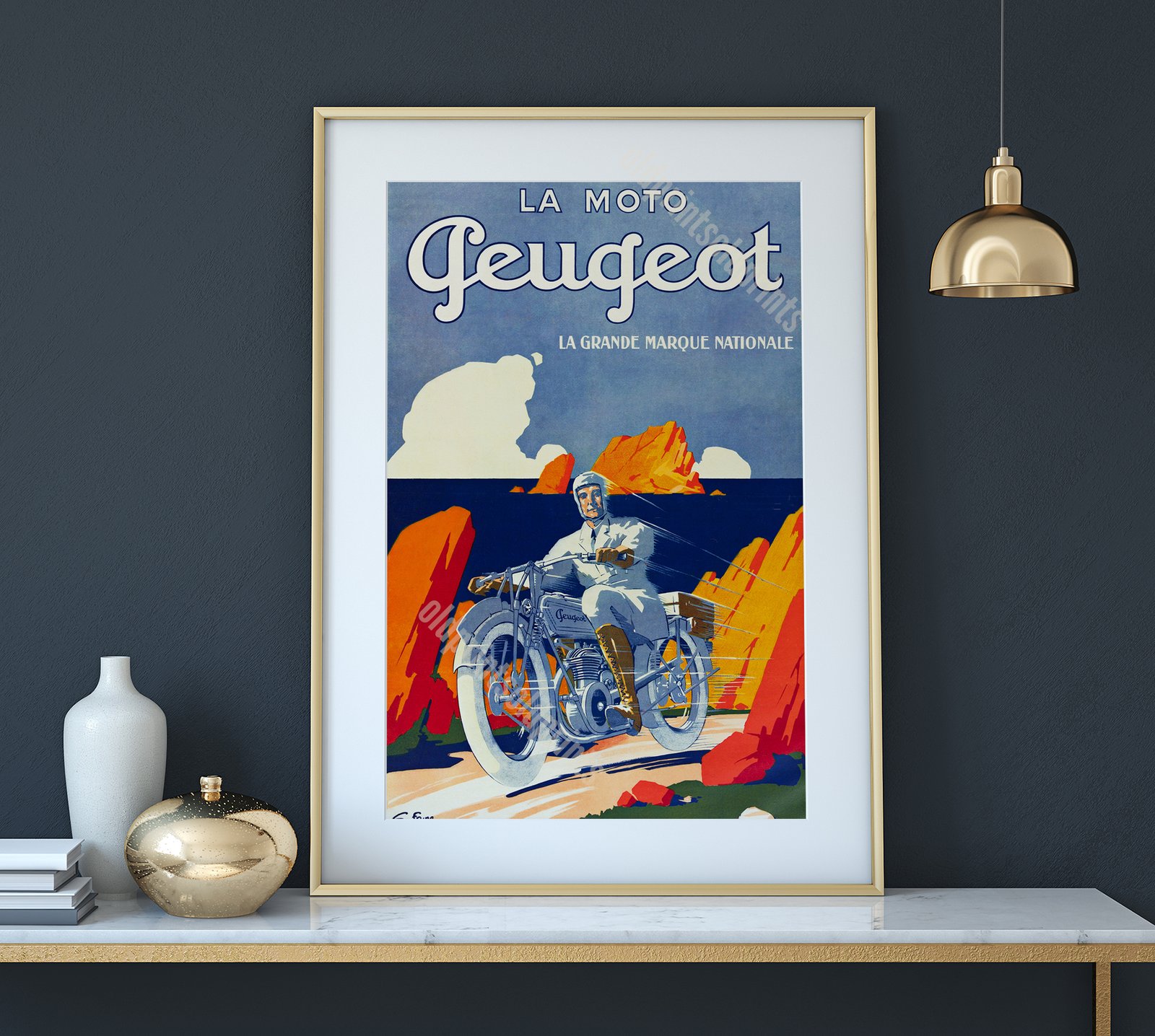 La Moto Peugeot | Georges Favre | 1930 | Wall Art Print | Vintage