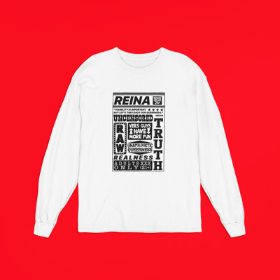 Image of REINA UNCENSORED LONG SLEEVE TEE WHITE