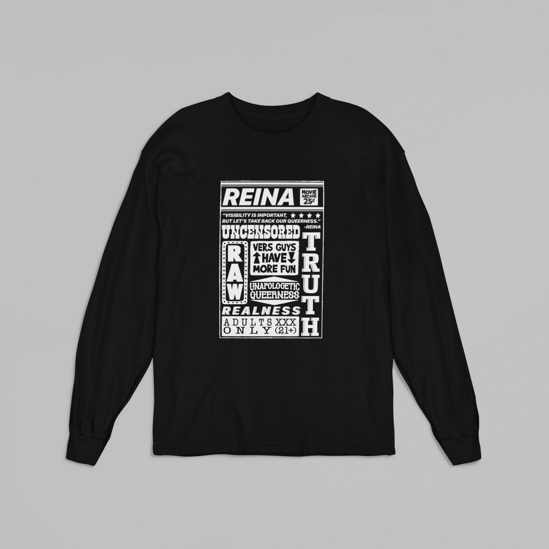 REINA UNCENSORED LONG SLEEVE TEE BLACK | REINA STREETWEAR