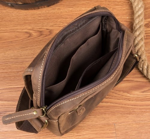 Image of Crazy Horse Leather Messenger Bag Men Shoulder Bag Retro Satchel MSG1788