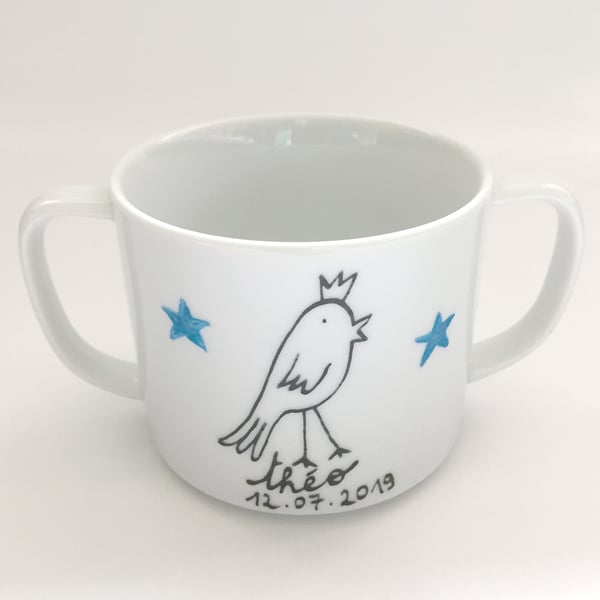 Image of Tasse bébé oiseau roi ❤️ bleu