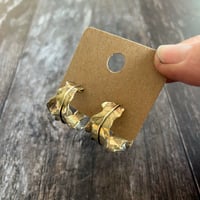 Image 3 of Golden Oak Hoop Earrings