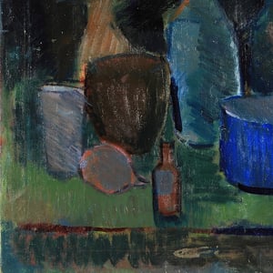 Image of Mid 20thC, Swedish, Oil Painting, 'Blue Pan and Lemons' 