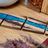 Walnut & Ocean Blue Epoxy River Coasters