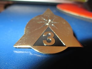 Image of Spacemen 3 Dreamweapon logo gold metal badge