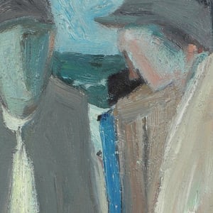 Image of Mid 20thC, Swedish Oil Painting, 'Three Fishermen.'