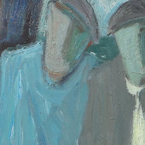 Image of Mid 20thC, Swedish Oil Painting, 'Three Fishermen.'