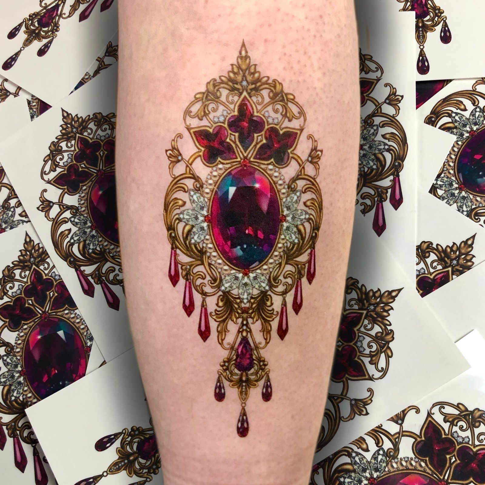 Tattoo uploaded by Anatta Vela • Gold and gem tattoo by Mumi Ink #MumiInk  #gold #gems #jewels #filigree #realism #ornamental • Tattoodo