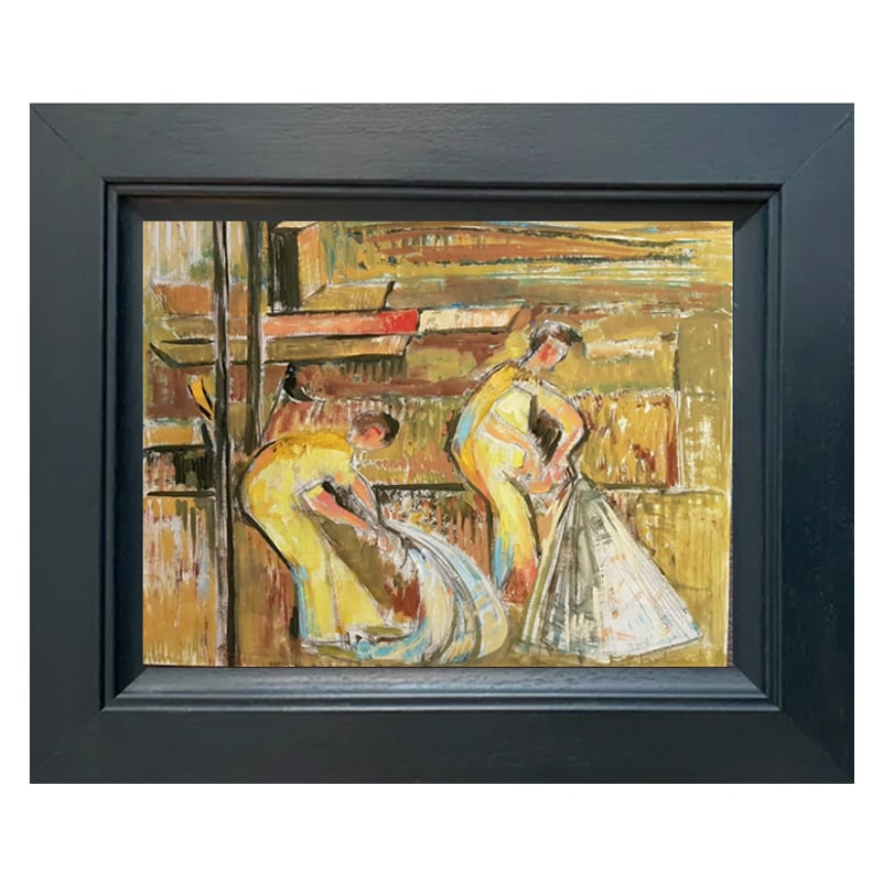 Image of Mid-century, Expressionist Oil Painting, 'Fishermen,' François Ehrhart 
